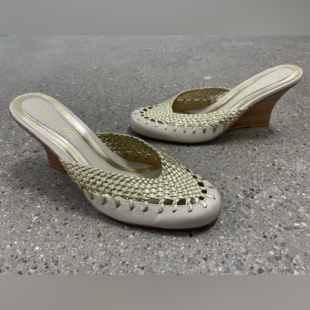 Vintage Made in Brazil Romanelli Leather Woven Wedge Shoes size 8